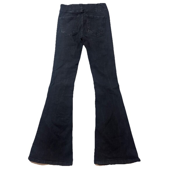 Anthropology Ella Moss Pull On Flare Jeans Black Size 25 Stretch Hippie Boho - Picture 2 of 7